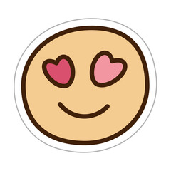 Sticker with smiling face in y2k style. Cartoon vector color illustration.