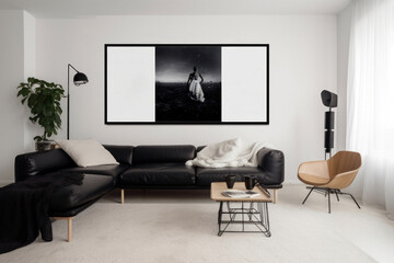 Sleek Minimalist Living Room with Poster Mockup