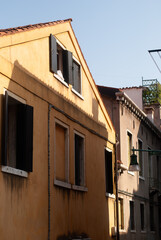 View of building with yellow walls in old city