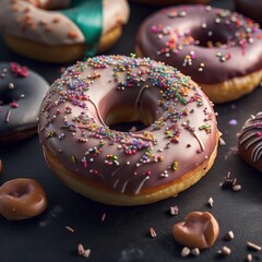 Donut Dreams Mouth-Watering Display of Glazed and Sprinkled Confections Made with Generative AI Technology