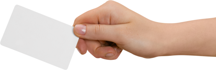 female hand holding a businesscard