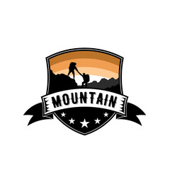 Mountain climber emblem logo with elegant design and five stars