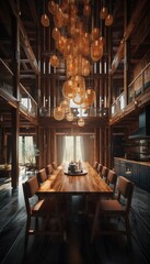 Fototapeta premium House on the river. AI generated art illustration.