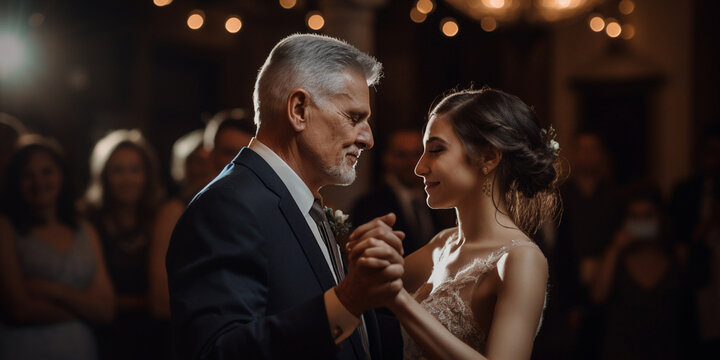 Dad Dancing With His Daughter At Her Wedding. Generative AI	