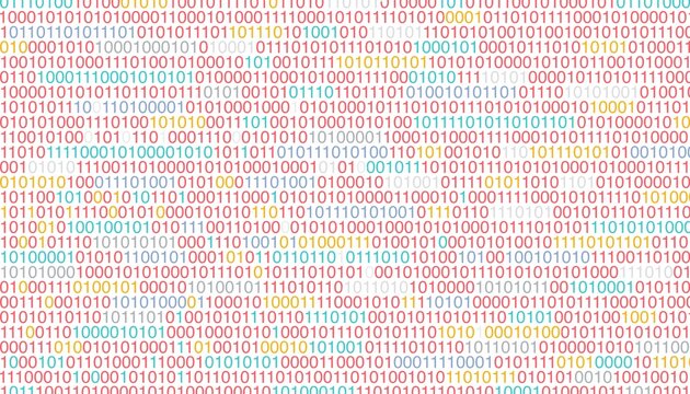 multicolored binary code. Background for high-tech in flat style