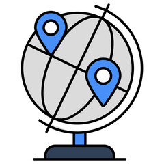 Conceptual flat design icon of map globe