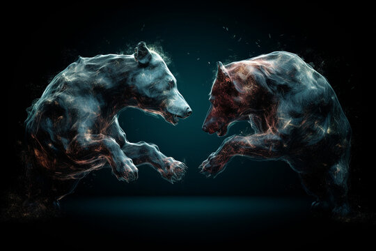 abstract image of two fighting bears. Generative AI	