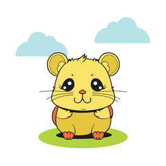 Adorable, childish hamster pet. Vector illustration drawn with a cheerful and cartoonish style