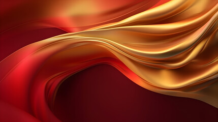 Abstract Background with 3D red Gradient Silk Fabric ,generative ai