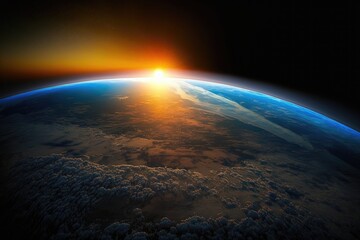 Fototapeta na wymiar Sunrise over the planet Earth