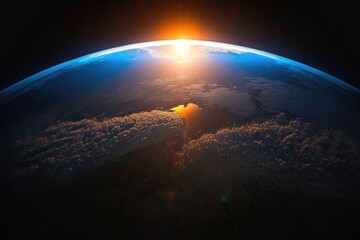 Fototapeta na wymiar Sunrise over planet Earth