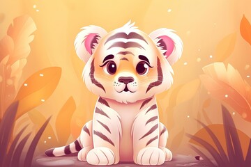 Obraz premium Tiger cub and a ball. AI generated art illustration.