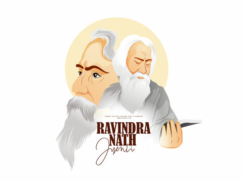 Rabindranath Tagore illustration for Rabindranath  for celebrated as Rabindranath Tagore Jayanti