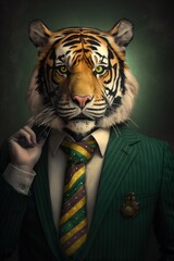 Tiger of the blue sky. AI generated art illustration.
