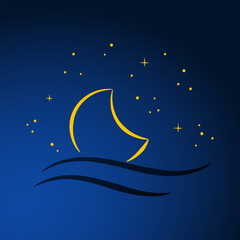 Obraz na płótnie Canvas vector night sky, moon and stars. vector illustration.