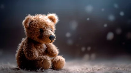 Foto op Aluminium Soft and plushy teddy bear on soft ethereal background. © Melipo-Art