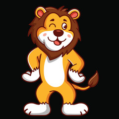 Cute And Funny Lion Mascot Logo Vector illustration Artwork