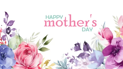 Fototapete Schmetterlinge im Grunge Vector gift card for mother's day. Illustration with flowers in soft pastel colors with text 