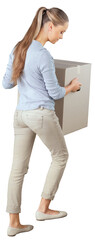 Fototapeta premium Portrait of a Woman Carrying Cardboard Box