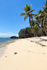 beautiful white sand beach Playa Fronton in Las Galeras, Samana, Dominican Republic
