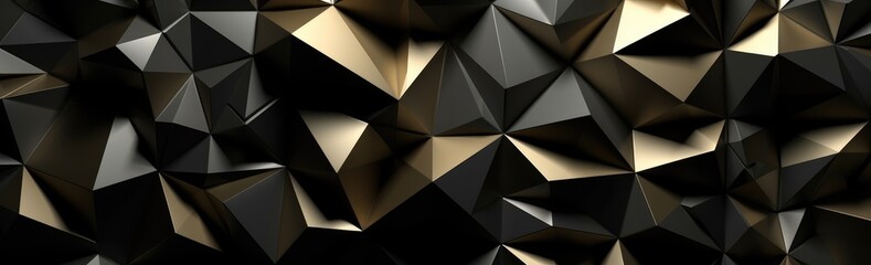 Polygonal Geometric Closeup Background in Gold - Abstract Art - Generative AI