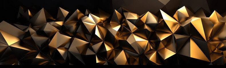 Polygonal Geometric Closeup Background in Gold - Abstract Art - Generative AI