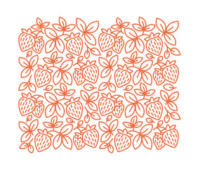 Strawberry pattern. Flourish background design element. Editable outline stroke. Vector line.
