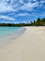 beautiful white sand and turquise water beach in La Playita, Las Galeras, Samana, Dominica Republic