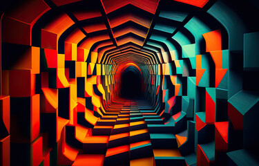 abstract colorful tunnel background created with Generative AI technology