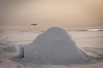 Igloo and plane in Greenland