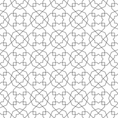 Seamless geometric ornament based on traditional islamic art. Black and white.