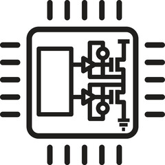 cpu chip processor vector icon, microchip