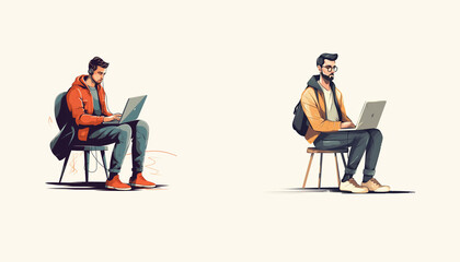 a person sitting on a chair with a laptop generative ai