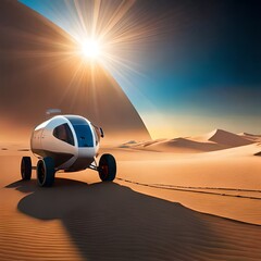 Imaginary representation of a planetary exploration vehicle on wheels