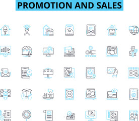 Promotion and sales linear icons set. Discounts, Offers, Coupons, Bundles, Sales, Clearance, Sale line vector and concept signs. Bargain,Event,Flash sale outline illustrations Generative AI