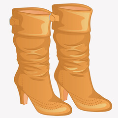 pair of boots orange vector