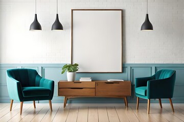 frame mockup on a modern living room, generative ai
