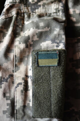 Military uniform. pixel shape, flag of Ukraine