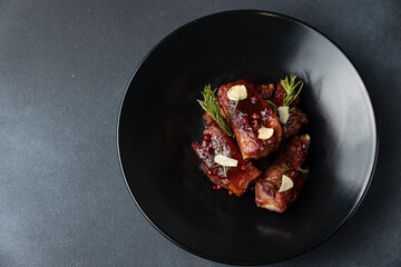 Delicious meat dishes prepared by the chef
