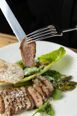 Delicious meat dishes prepared by the chef
