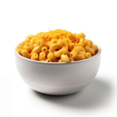 Macaroni and Cheese Isolated on White .Generative AI