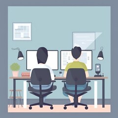 People sitting in front of the computer