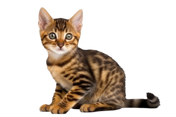 Fototapeta premium Bengal Toyger Kitten. On An Isolated Transparent Background, Png. Generative AI