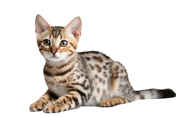 Bengal Savannah Kitten. On An Isolated Transparent Background, Png. Generative AI