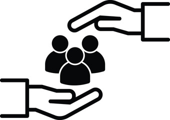 group of people web icon, help hand, support people vector