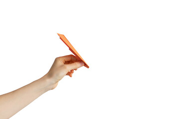 hand with a  paper airplane 