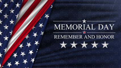 Memorial day background. National holiday of the USA. United states flag horizontal poster. - obrazy, fototapety, plakaty