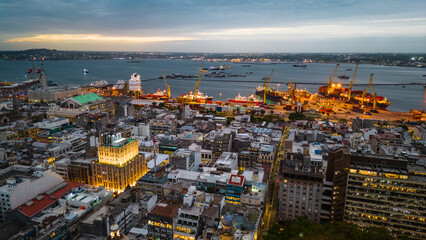 Montevideo Uruguay Cityscape illuminated at night 