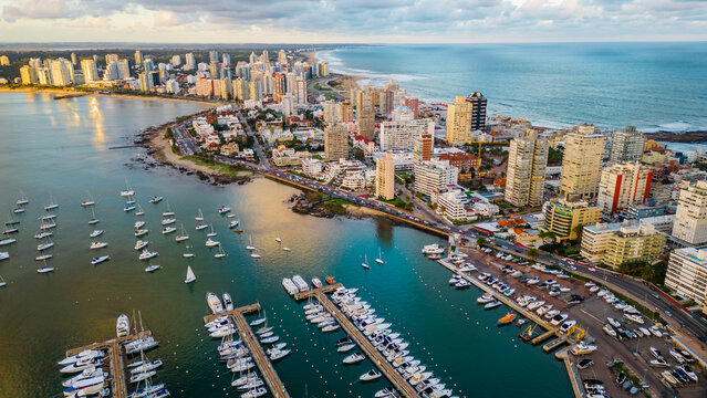 Punta del Este coastline waterfront skyscraper resort city landscape Uruguay skyline aerial view
