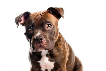 American Pit Bull Terrier Dog Puppy On White Background. Generative AI
